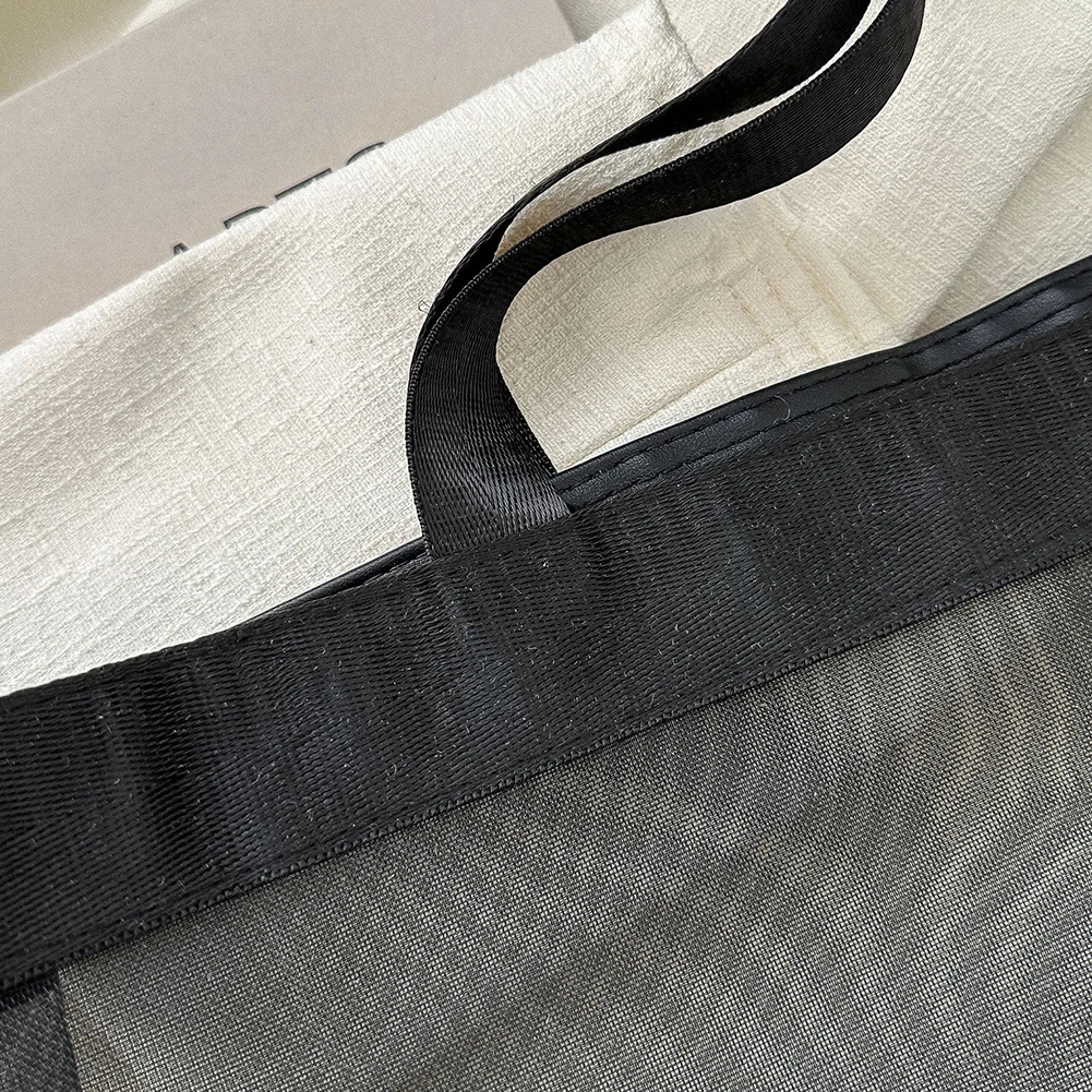 Fashion Large Capacity Mesh Shoulder Bag with Solid Color Top Handle for Summer Vacation Travel and Shopping 250515