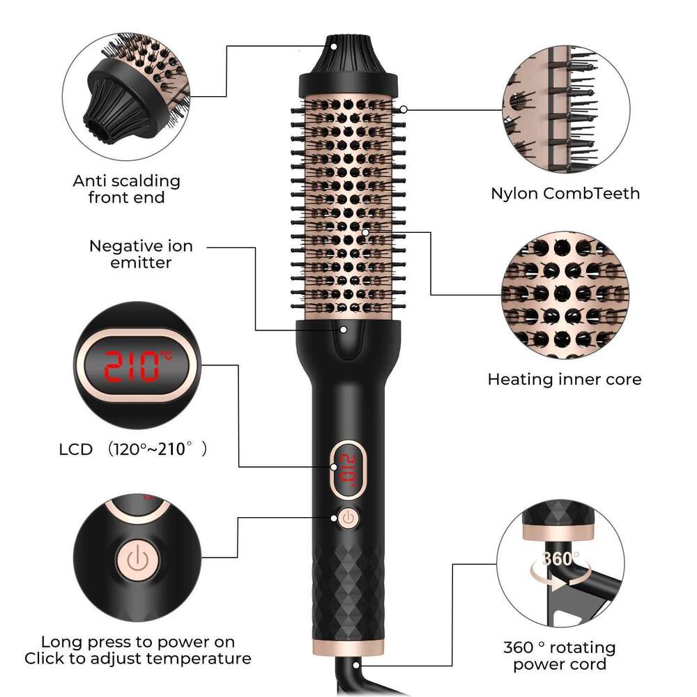 3IN1 Curling Iron Double PTC Heated Hair Straightening Comb 32/38mm Thermal Volumizing Hot Brush Ceramic Ionic Curler