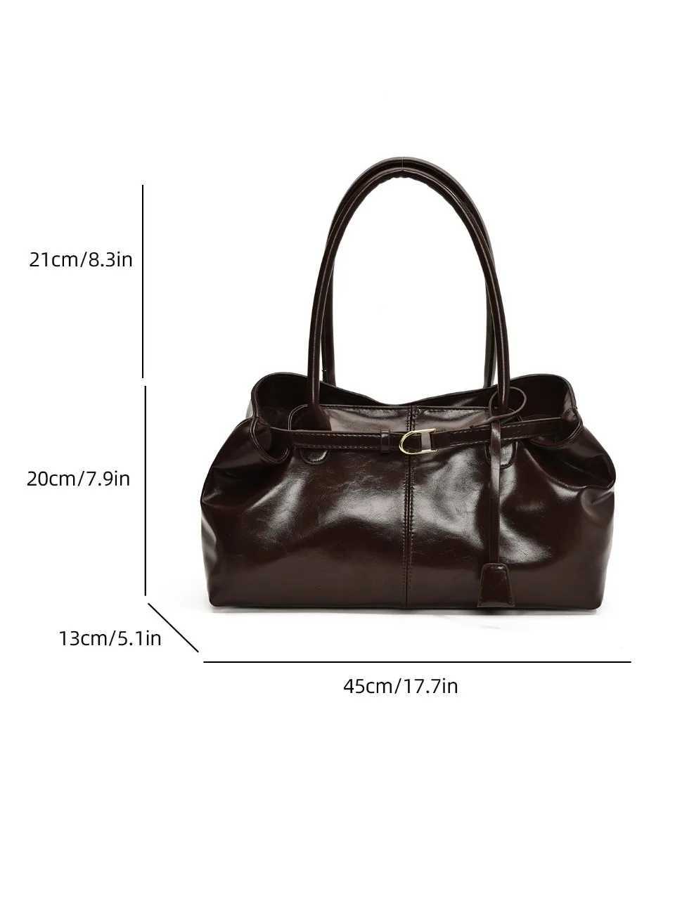 Oil PU Leather Hobo Handbag Slouchy Shoder Bag Top-Handle Bag Large Work Bags for Wen Gilrls Tote Work Shopping Travel Z250516