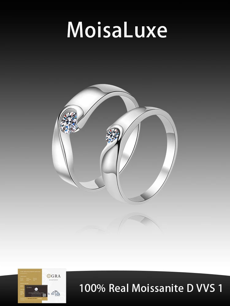 MoisaLuxe Official Store Plata Sterling 925 Silver Womens Couple Ring with Love in Heart 520 Valentines Day Gift 250515