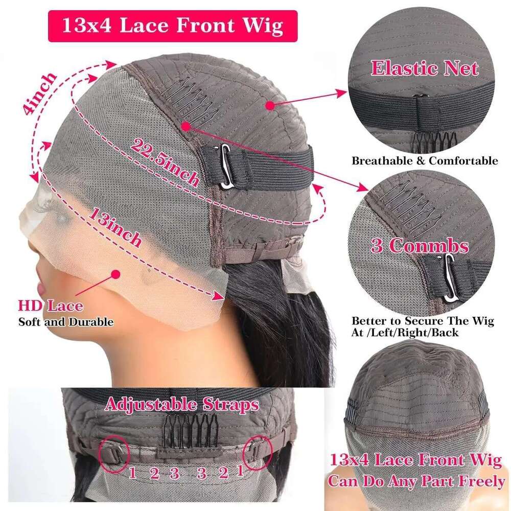 Human 13X4 Front 180% Density Short Straight Frontal Bob Wig Transparent Lace Pre Plucked With Baby Hair