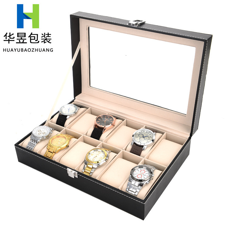 PU Leather Watch Box 6/10/12 Girds Watch Case Storage Box Watch Holder Box Organizer Watch Display Box 240531