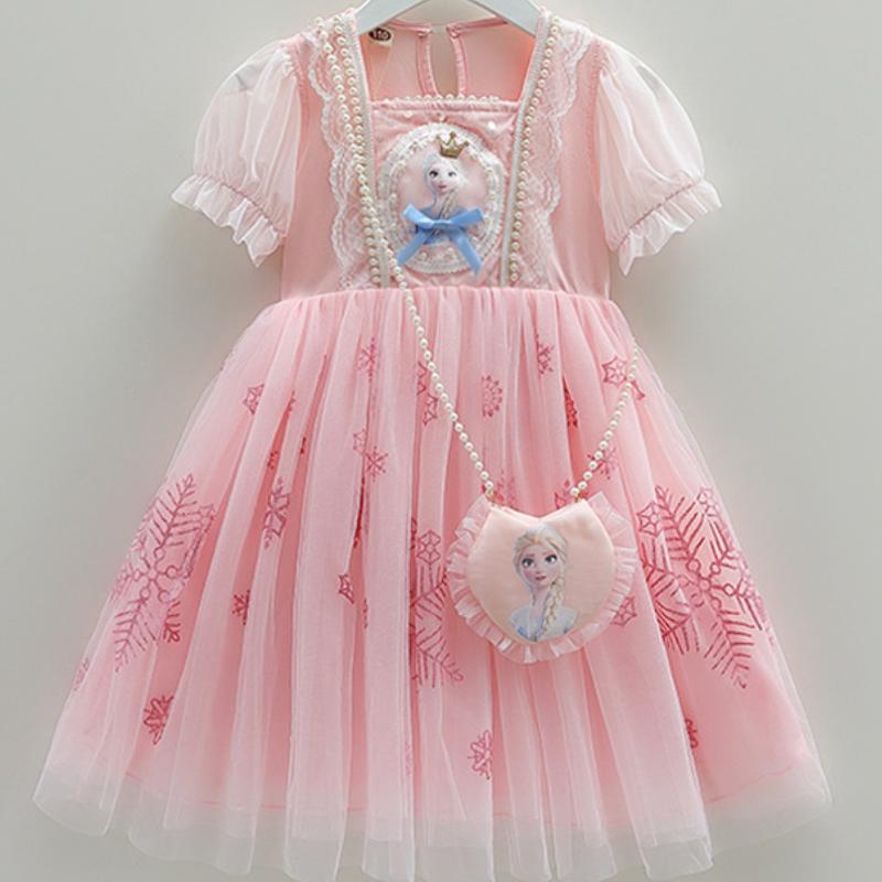 DISNEY kids designer clothes Frozen Elsa princess toddler designer clothes Baby cotton short-sleeved dress children summer girl clothes.