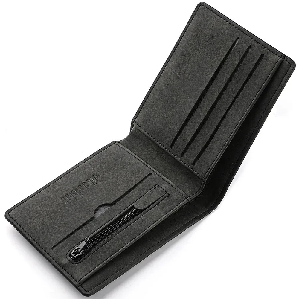 Wallet Mens Genuine PU Leather Male Short Zipper Simple Soft Leather Light Money Clip Vintage Business Wallet Students 250514