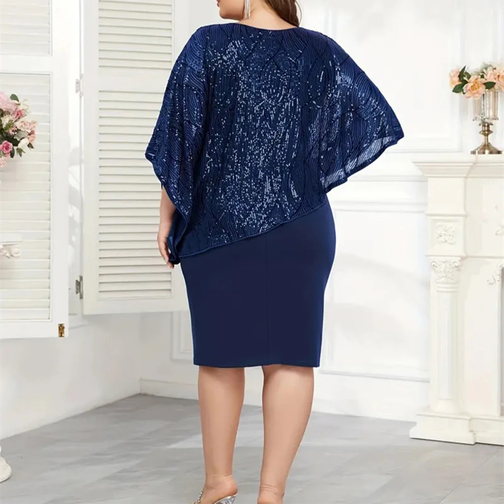 Plus Size Womens Elegant Dresses Summer Casual Evening Wedding Prom Party Dress Formal Occass Half Sleeve Bag Hip Skirt 250506
