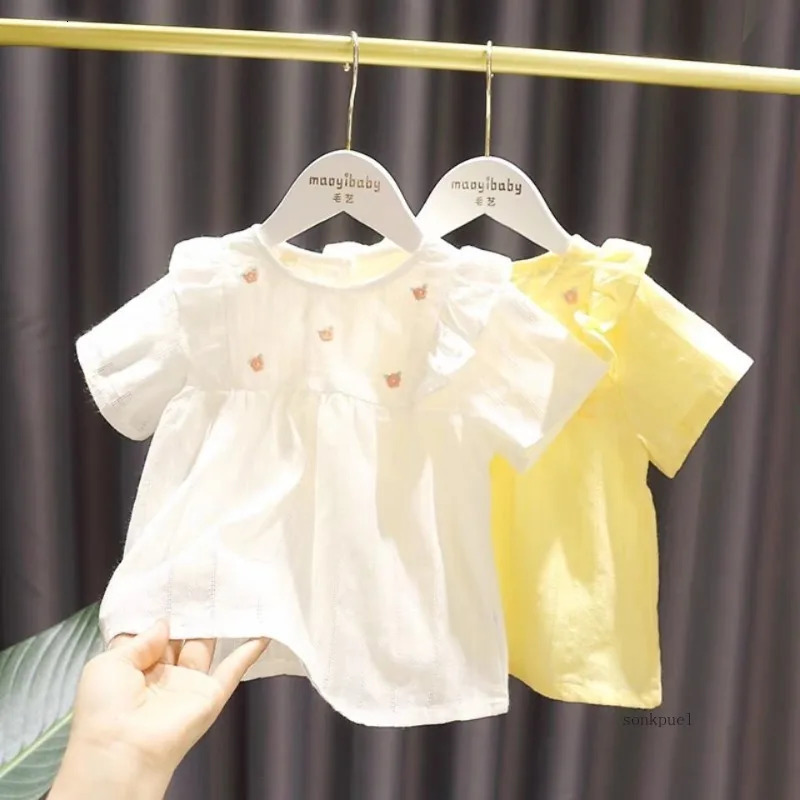 Summer Girls T-shirt Childrens Baby Cute Flower Short-sleeved Top Little Girl Cotton Bottoming Shirt Kids 250515