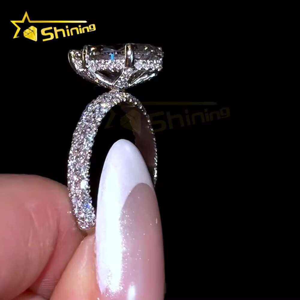Custom CVD/HPHT Lab Diamonds Luxury 18K Real Gold 3cts Pear Cut Moissanite Diamonds Wedding/Engagement Rings