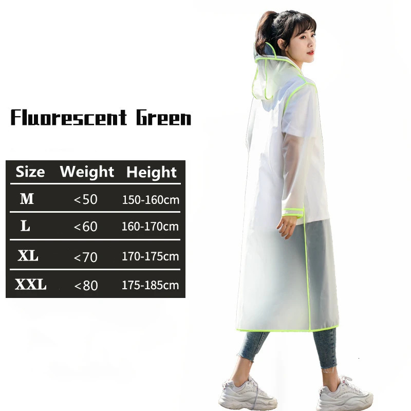 Fashion Women Transparent EVA Clear Raincoat Man Travel Waterproof Rainwear Adult Poncho Outdoor Rain Coat Long Raincoat 250515