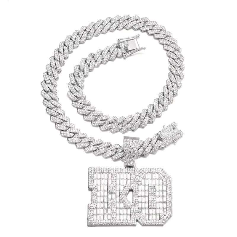 Exquisite Fashion Zircon KO Personality Pendant Hip Hop Chunky Necklace Jewelry for Men