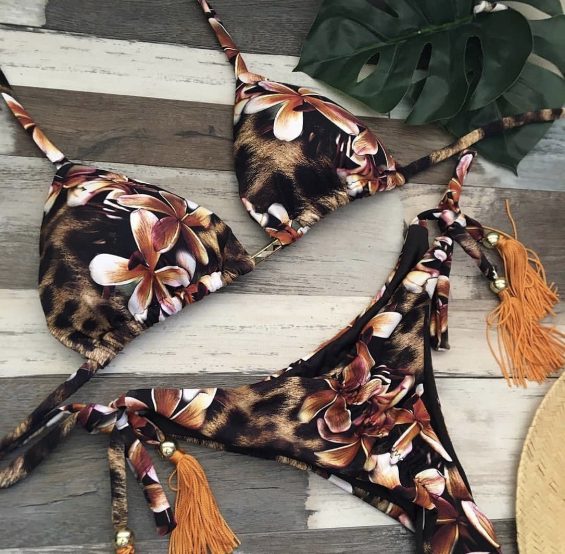 Designer Swimsuit New Women's Brazilian Style Printed Sexy Triangle Bikini 33 Color Summer Suspender Outdoor Beach Outfit Sunny Girl