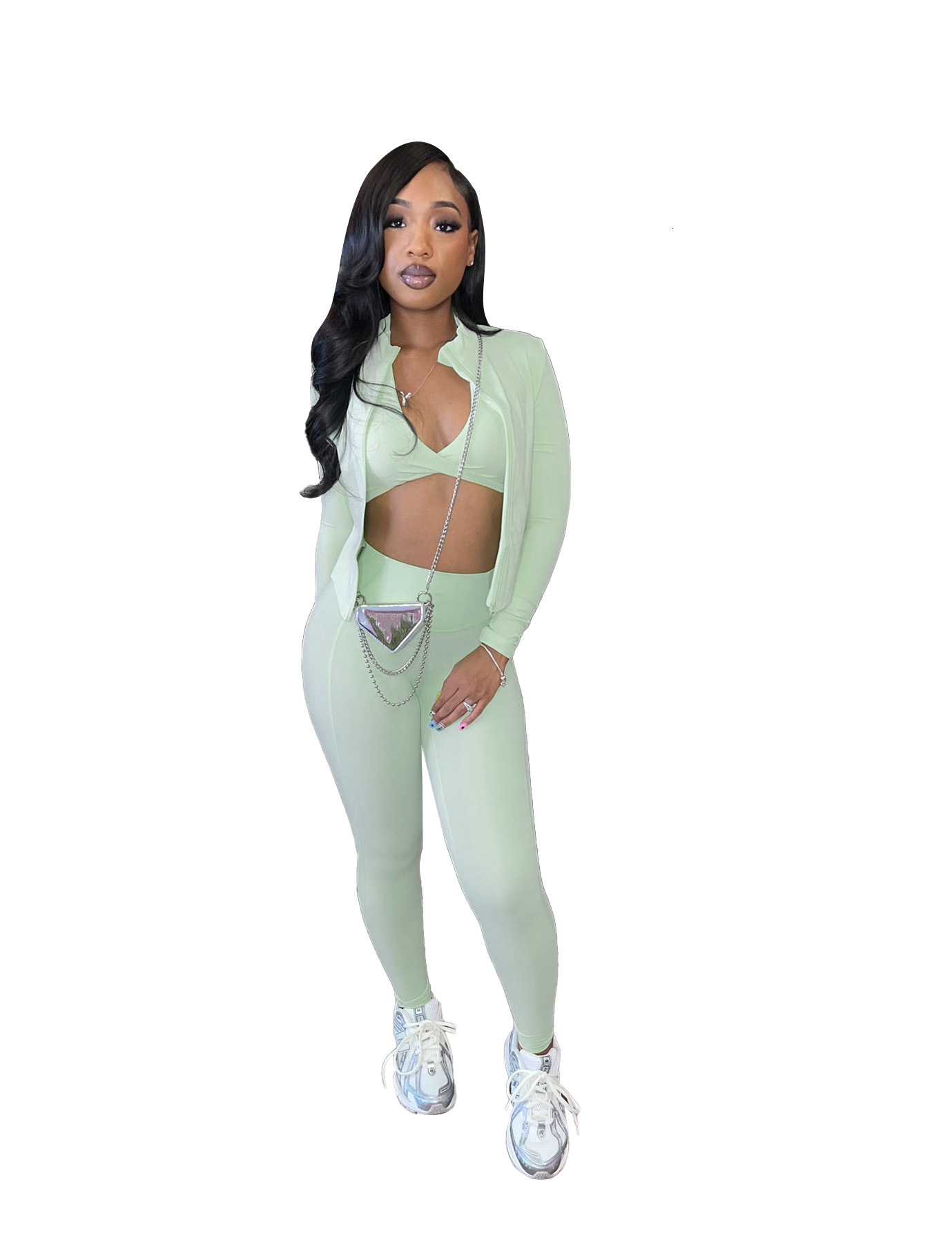 HR24042 Womens Autumn/Winter New Tight Sports and Leisure Three Piece Set