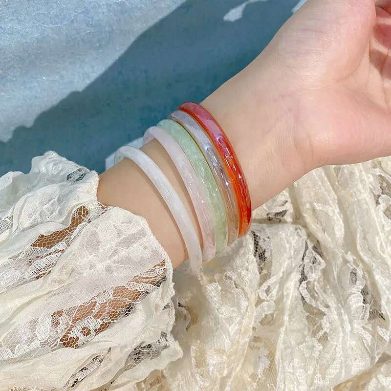 Natural Thin Handcarved Agate Bracelets Glass Bangle Jewelry Jadeite Jade Bangles Bracelet For Women