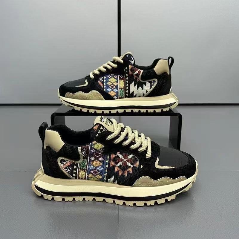 Men's 2025 new fashion trend color versatile sports and leisure comfortable thick soled high tide shoes