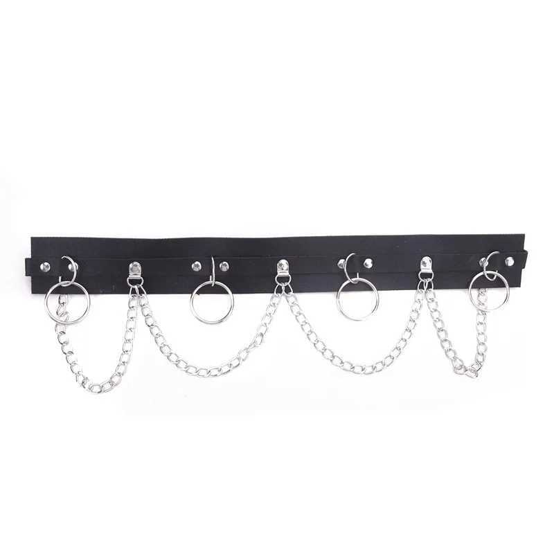 Sexy Women Gothic Hiphop Belt with Chain Harajuku Punk Style Jk Waist Adjustable Disco Dancing Pu Dress Jeans Waist Chain Y250515