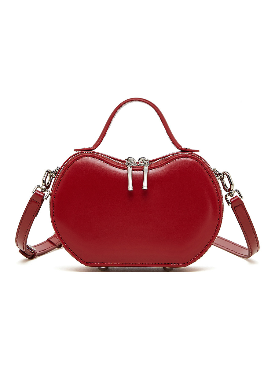2025S designer niche fashion handbag women genuine leather red apple armpit shoulder crossbody shell bag