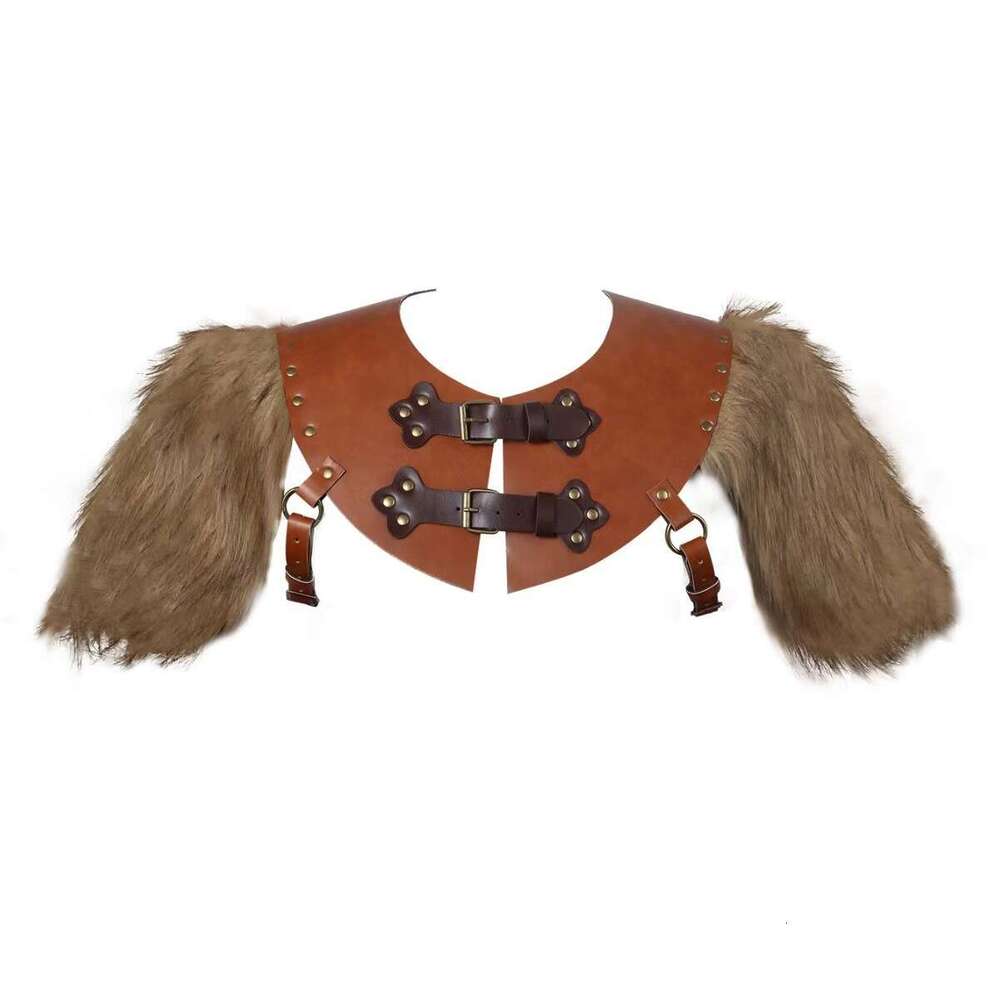 New Medieval Shawl Leather Artificial Hair Splicing Warrior Back Armor COSPLAY Clothing Accessories Props