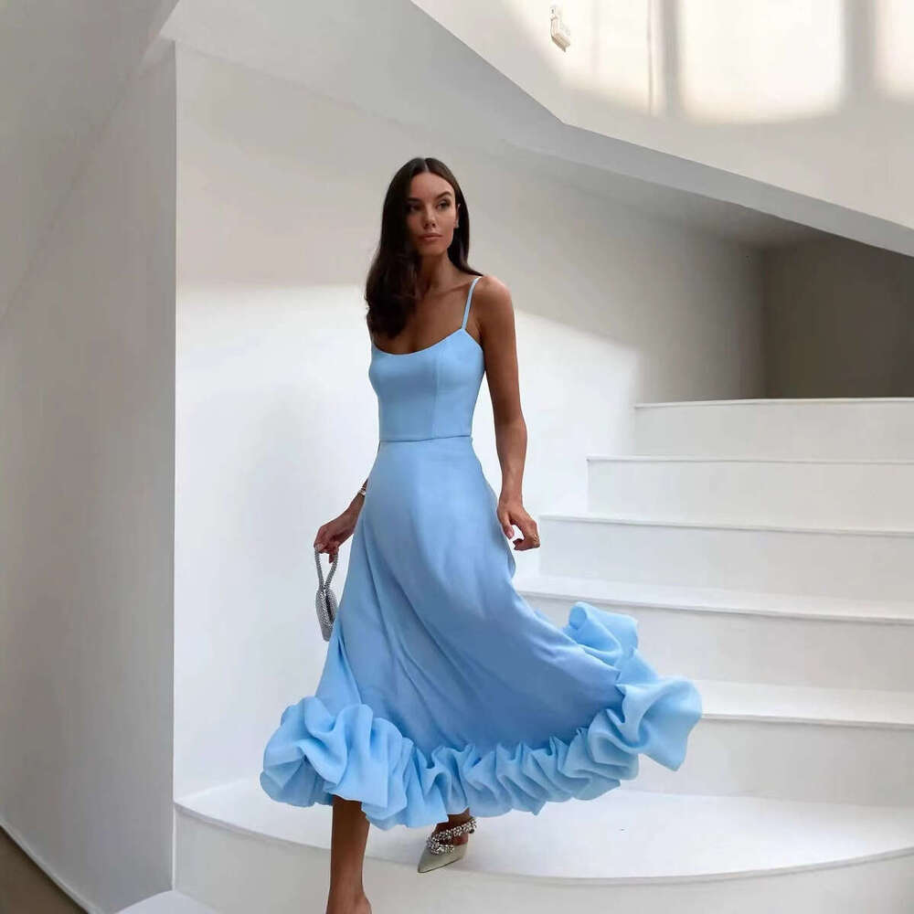 White Dress Maxi Dress 2023 Spring/Summer Women's New Fashionable Hanging Strap 3D Flower A-Line Dress KQ