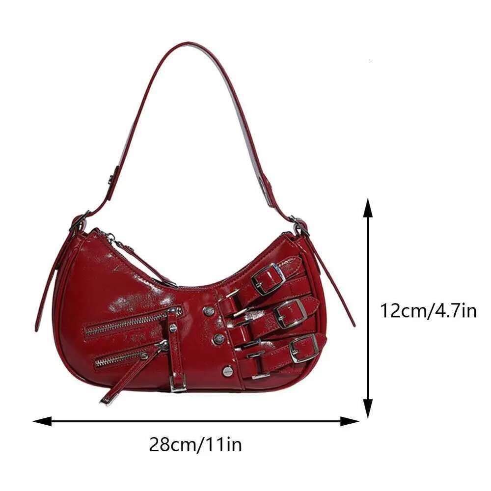 Y2k Vintage Armpit Shoulder Underarm Tote Bag Ladies Sling Bags Leather Rock Girls Zip Purses Casual Women Handbags