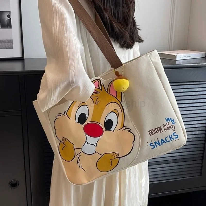 Disney New Womens Canvas Bag Large Capacity New Cartoon Chichititi Handbag Mummy Bag Fashion Shoulder Bag Casual BackpackXJ250515