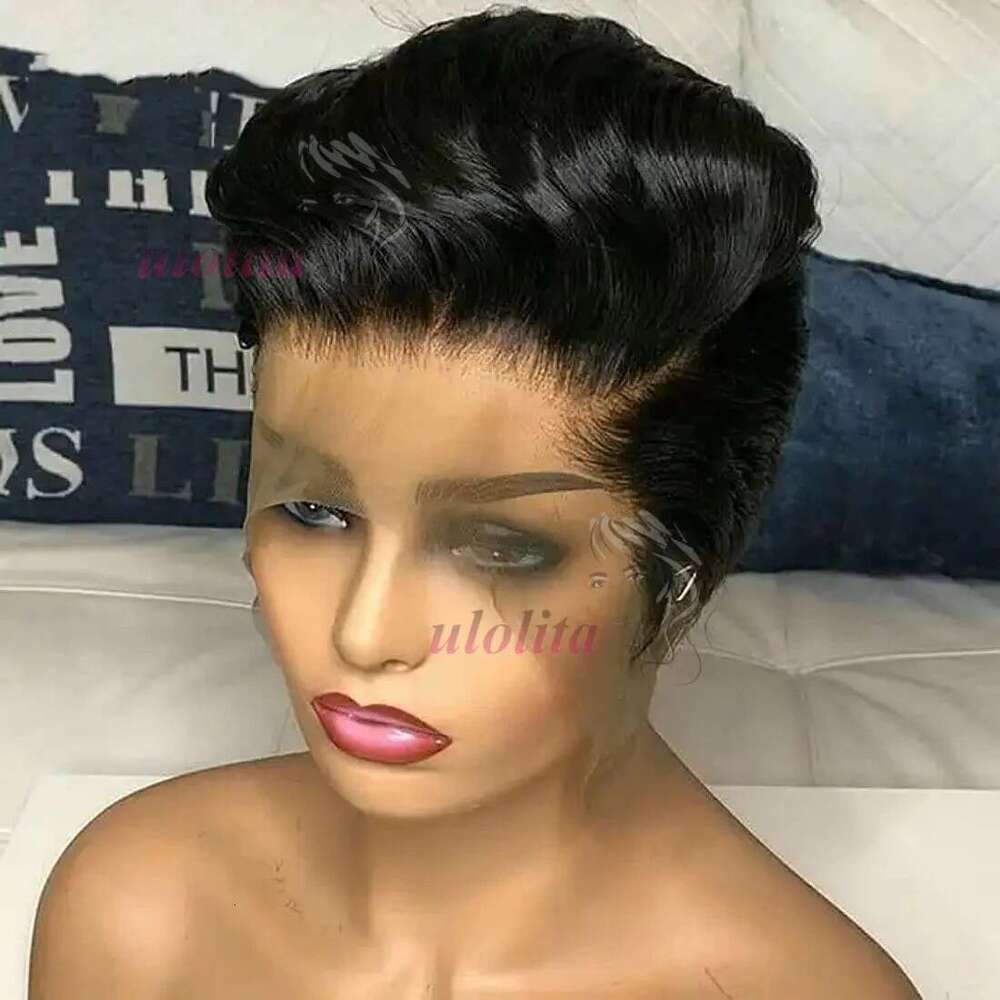 Pixie Cut 13x4 Transparent Front Wigs For Women Short Bob Brazilian Straight hd Lace Frontal Human Hair Wig 200 Density