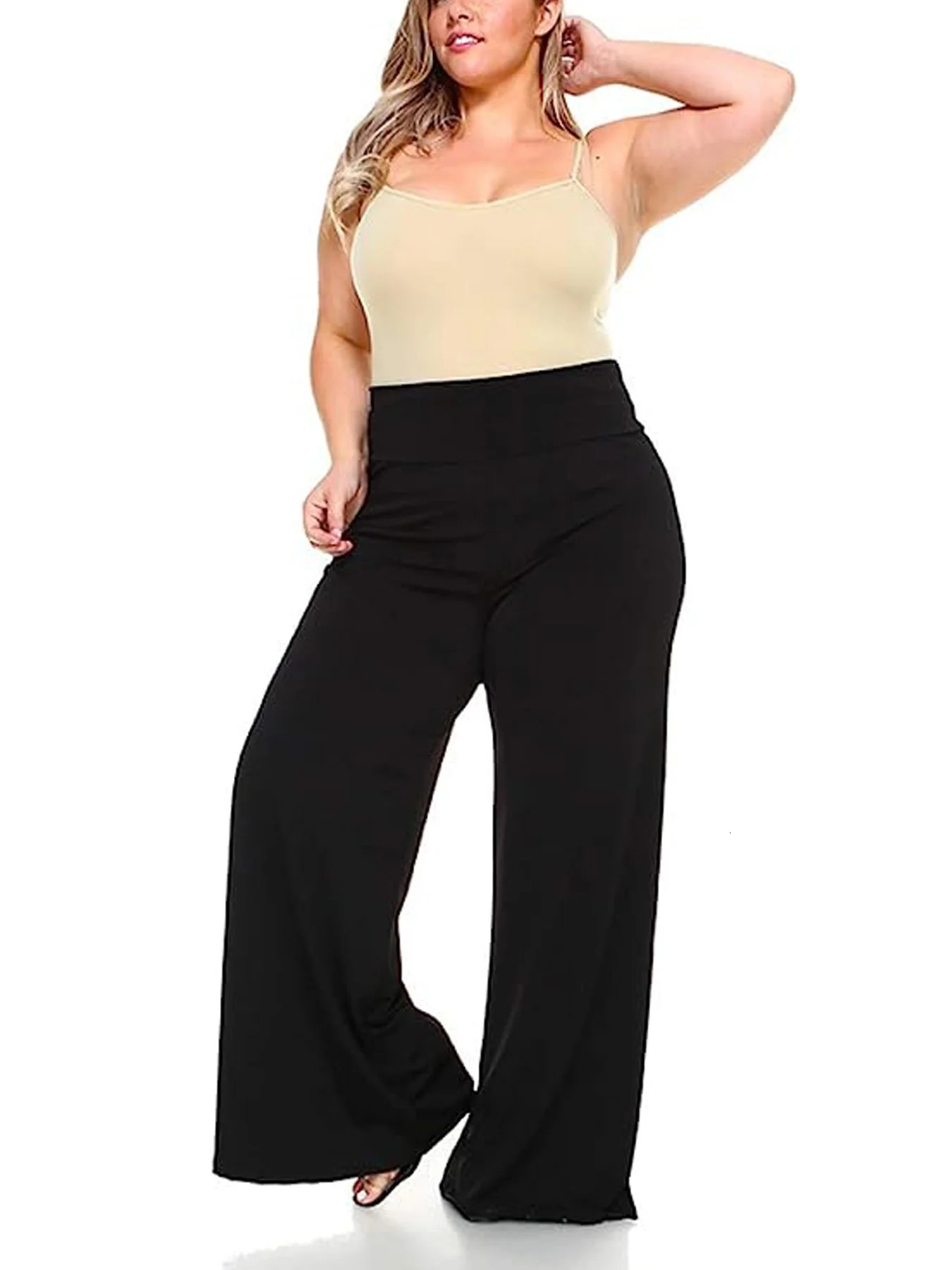 plus-size womens wear elegant loose style elastic fabric casual pants 250515