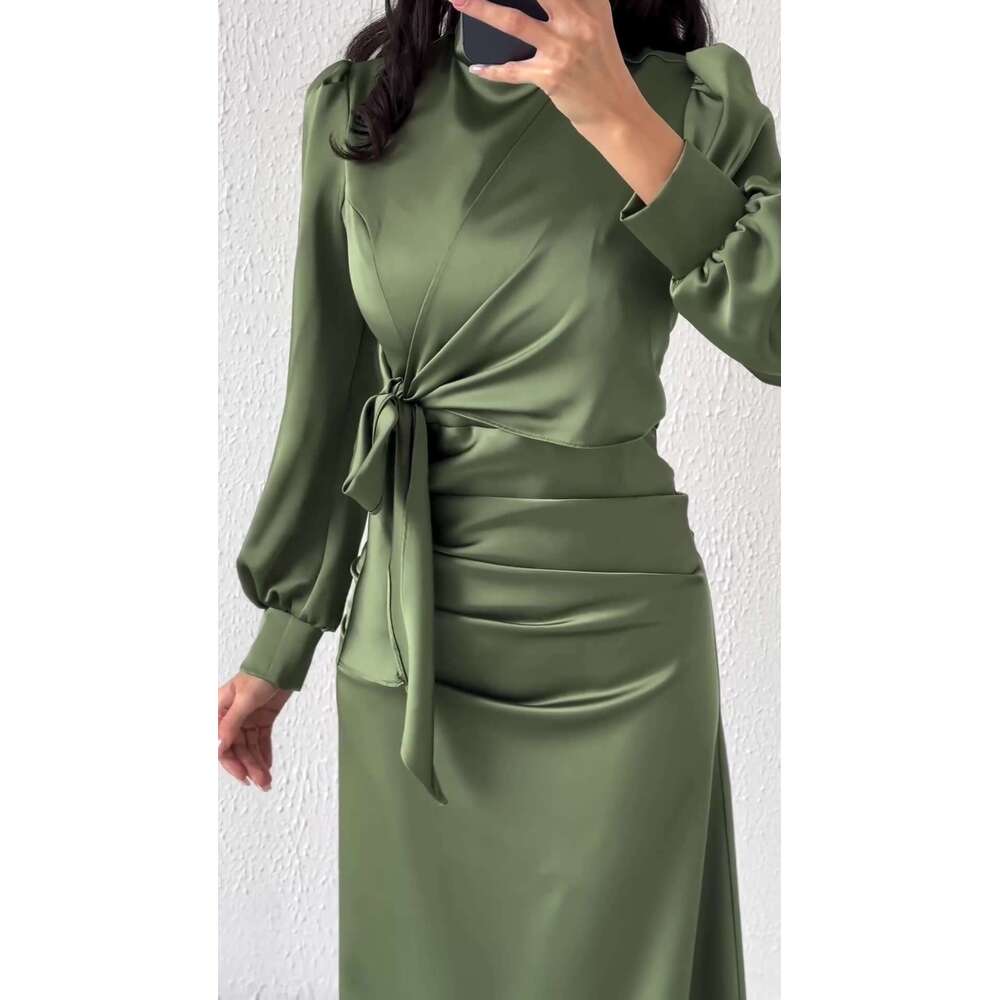 2024 Spring/Summer New with Tie, Slim Fit, High Waist Dresses, Elegant Dress Dresses for Women