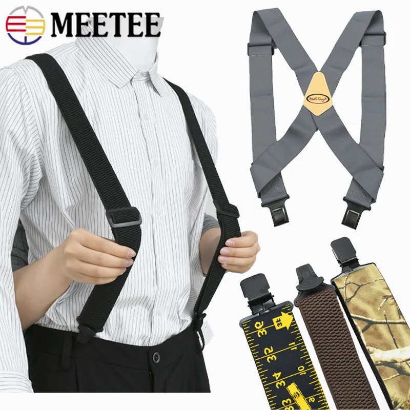 Heavy Duty Work Suspenders for Men X-Back Gripper Clasps Adjustable Strap Fully Elastic Adult Widen Mens Suspenders 250515