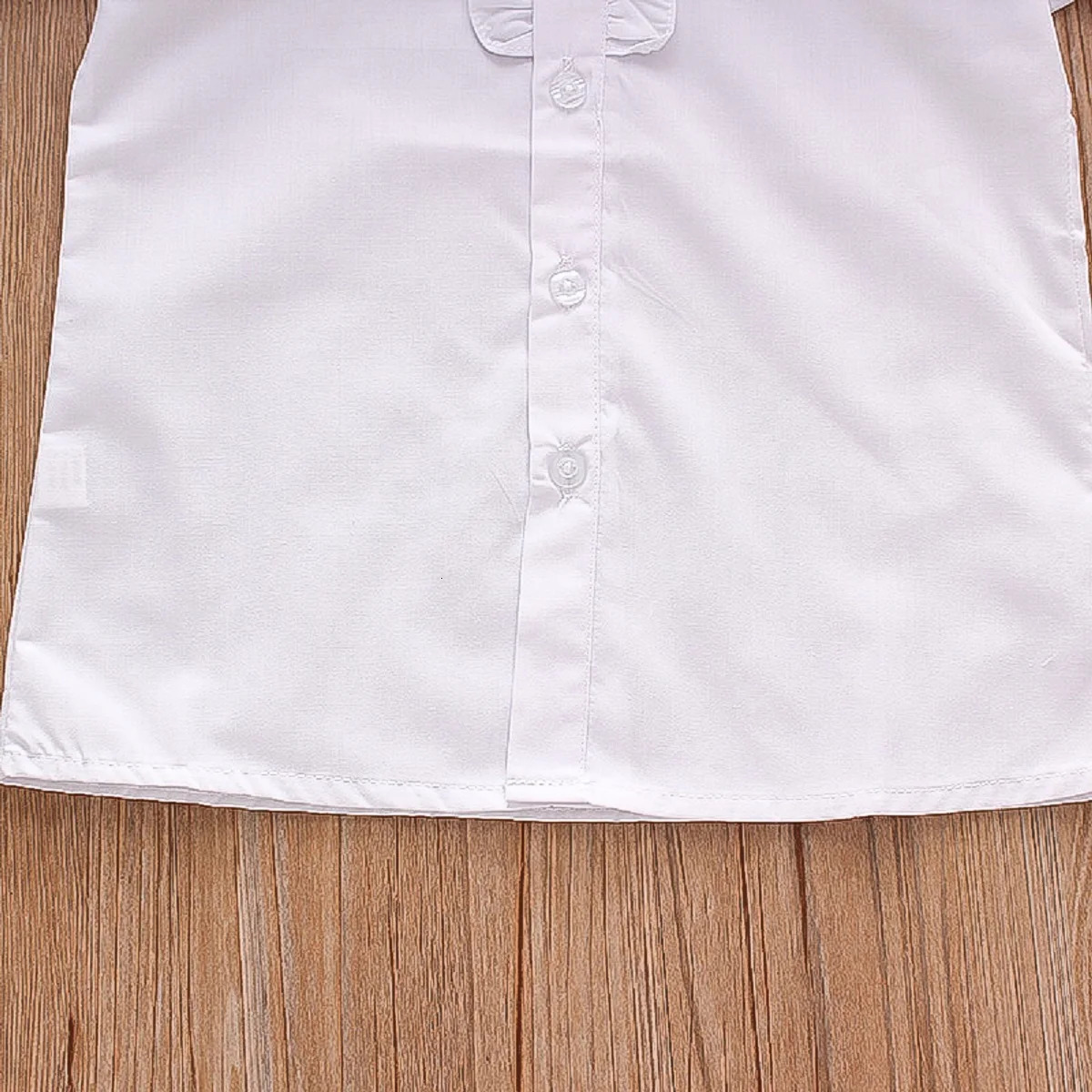 Summer Baby Girls Shirt Lace Button Fold Bubble Sleeve Solid Color White Shirt With Simple Shirt Casual Style 250515