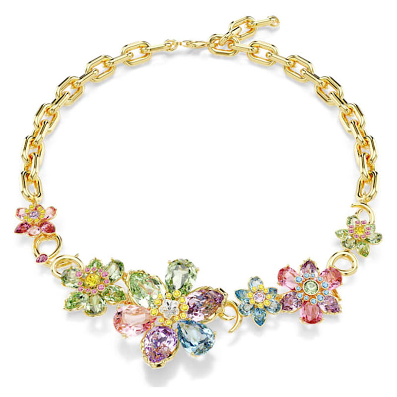 2025 summer luxury colorful Austria crystal flower designer necklace bracelet earrings ring bangle jewelry set 18k gold butterfly choker wedding neckl