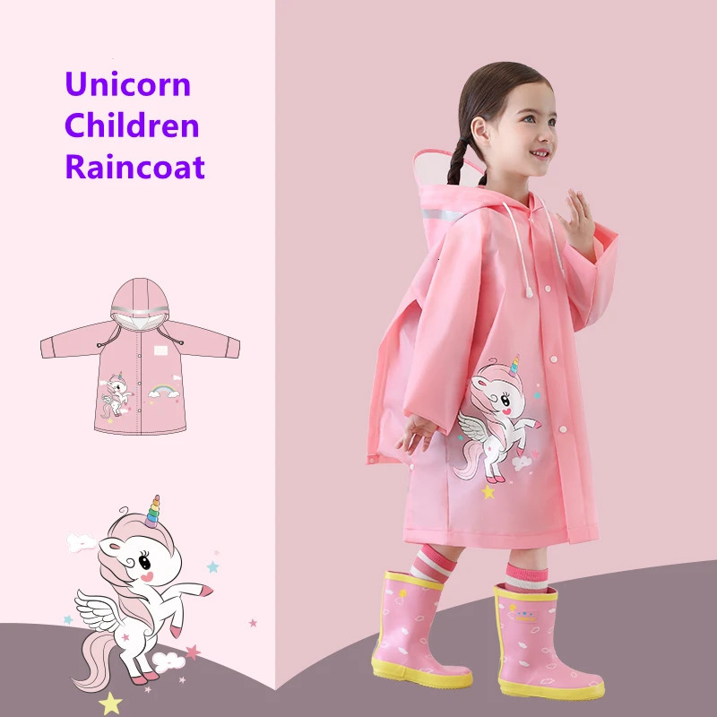 Children Raincoat Girls Boys School Students Backpack Location Waterproof Cartoon Rainwear For 2-12 Years Old Kids 250515