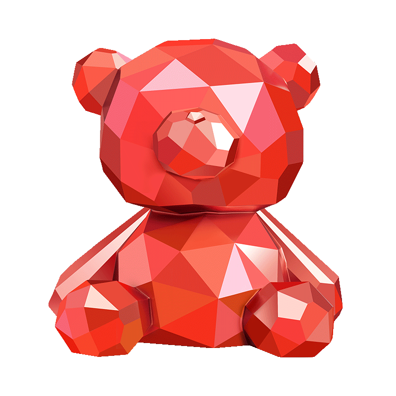 Red sitting geometric bear piggy bank