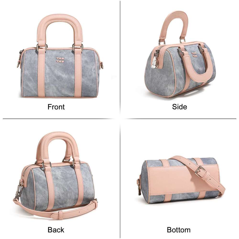 TOUTOU Women Boston For Birthday Gift Blue Cute Pendent Bowling Handbag Adjustable Long Shoulder Strap Original Designer Bag