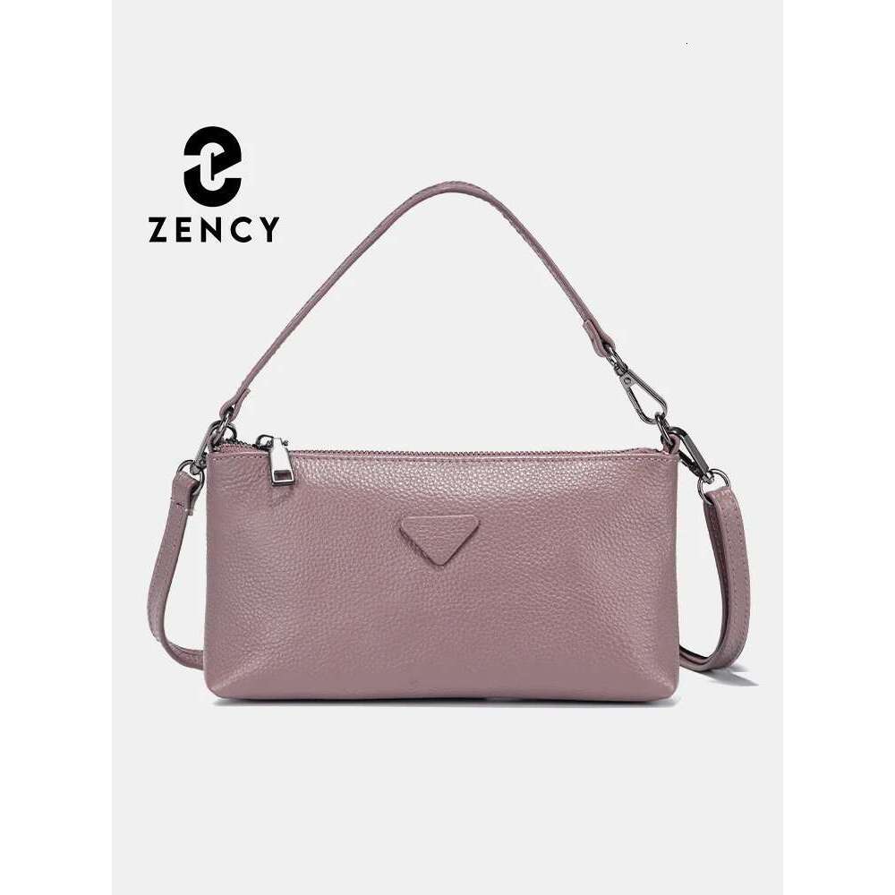 Zency Genuine Leather Women's Crossbody for Woman Female Simple Phone Bags Small Roomy Shoulder Bag Taro Pink Blue Sac