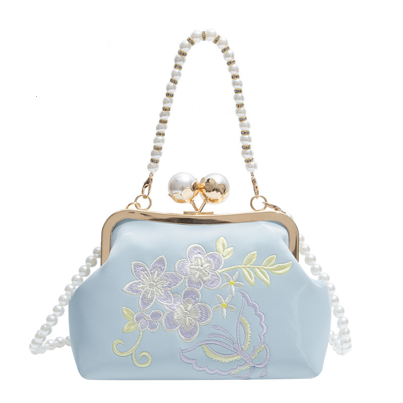 2025 New Embroidered Chinese Style Cheongsam Handbag with Female Niche Design Chain Beaded Single Shoulder Crossbody Bag