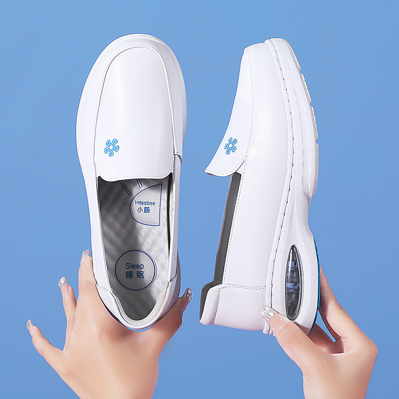 Summer Air Cushion Does Nurse Women Comfortable Soft Soles For Medical Care Anti Slip Breathable Hollow Out Casual Shoes Genuine Leather And Odor Ddmy