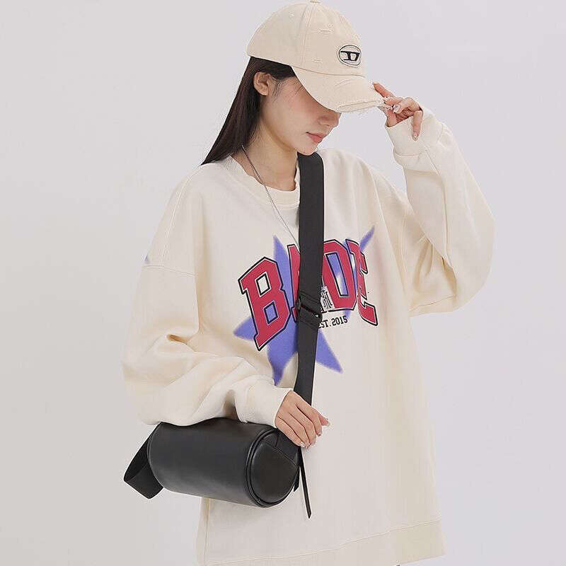 2025 New Women's Trendy Bucket Versatile Single Cross Shoulder Broadband Roller Cylindrical Bag