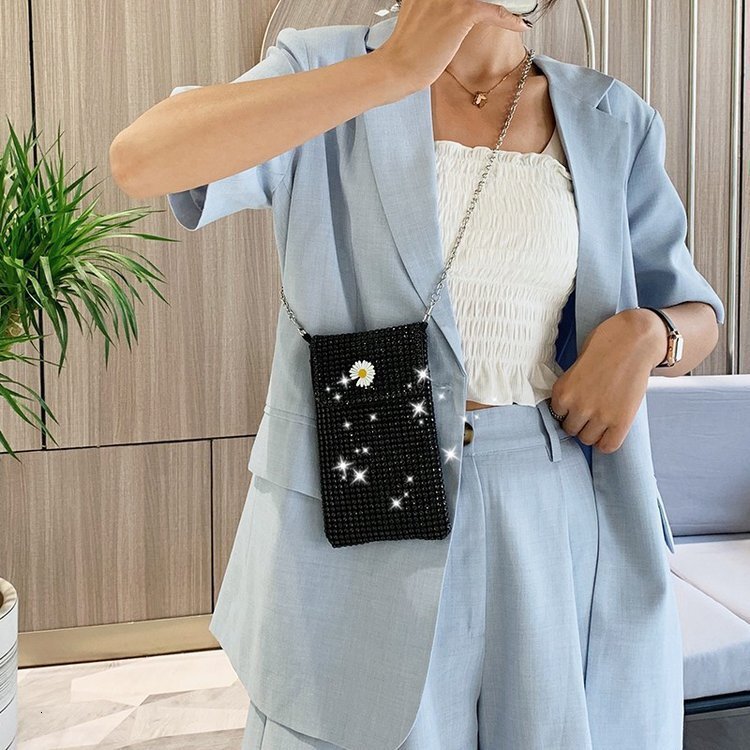Internet celebrity's same casual street full diamond sparkling chain single shoulder crossbody bag, trendy fashionable, shiny and personalized mo