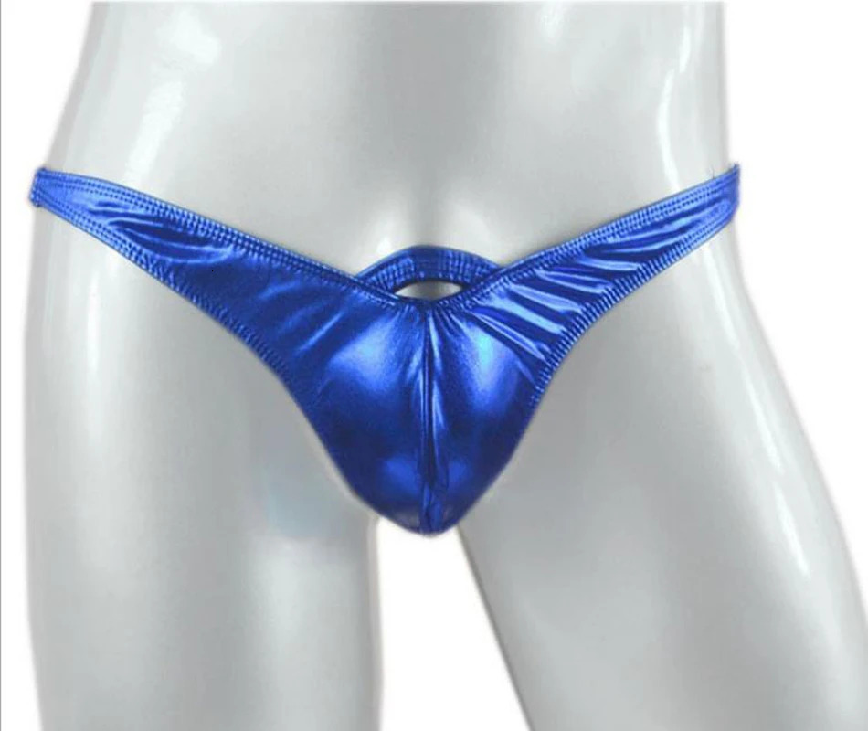 Sexy faux leather male panties three-dimensional cut bulges mens PU pant briefs thongs 250515