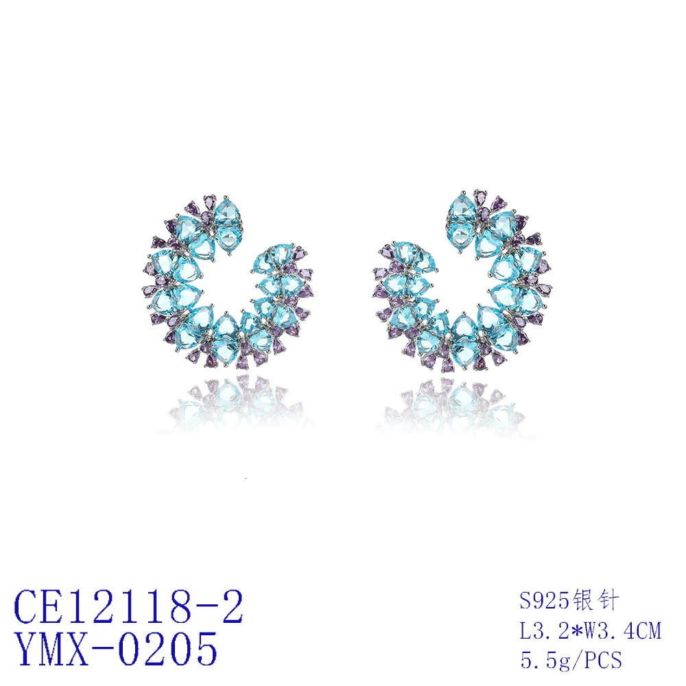 High Quality C Shape Colorful Zircon Earrings Gifts For Girls Jewelry Colorful Dress Accessories Earrings For Women CE12118 250515