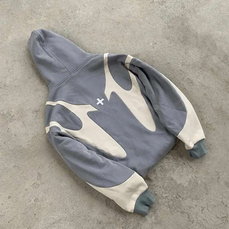 American Retro Letter Printed Devil Pattern Hoodie Y2k Haruku Casual Couple Zipper Hoodies Sweatshirt Fashion Street Clothing Designer
