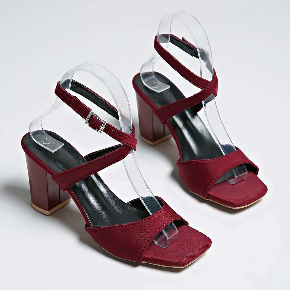 High Block Heel Wedding Open Toe Cross Strap Satin Women Heels for Prom Evening Formal Party Heeled Sandals
