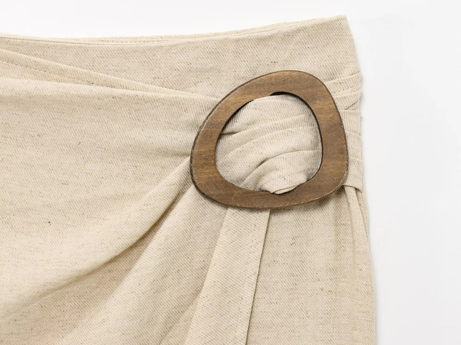 Korean Style Summer Product Fashionable Temperament Linen Blend Pleated Lapel Sleeveless Top Buckle Skirt Set 250515