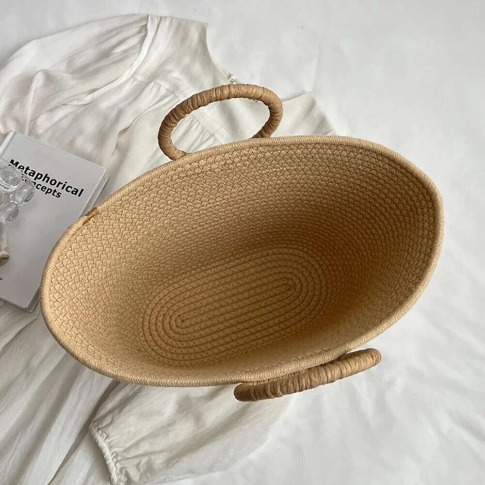 Straw Women Hand-Woven Handbags Moon Shape Rattan Tote Big Capacity Top-Handle Casual Beach Shoulder Bag