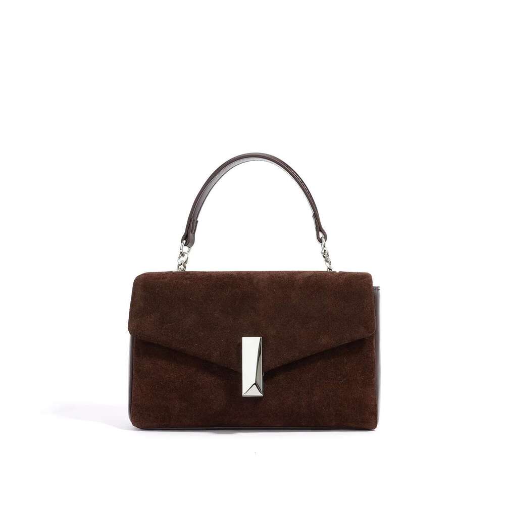 Genuine Leather Flap Design Small Square Simple Versatile Commuter Cowhide Shoulder Bag Lady Chains Handbags
