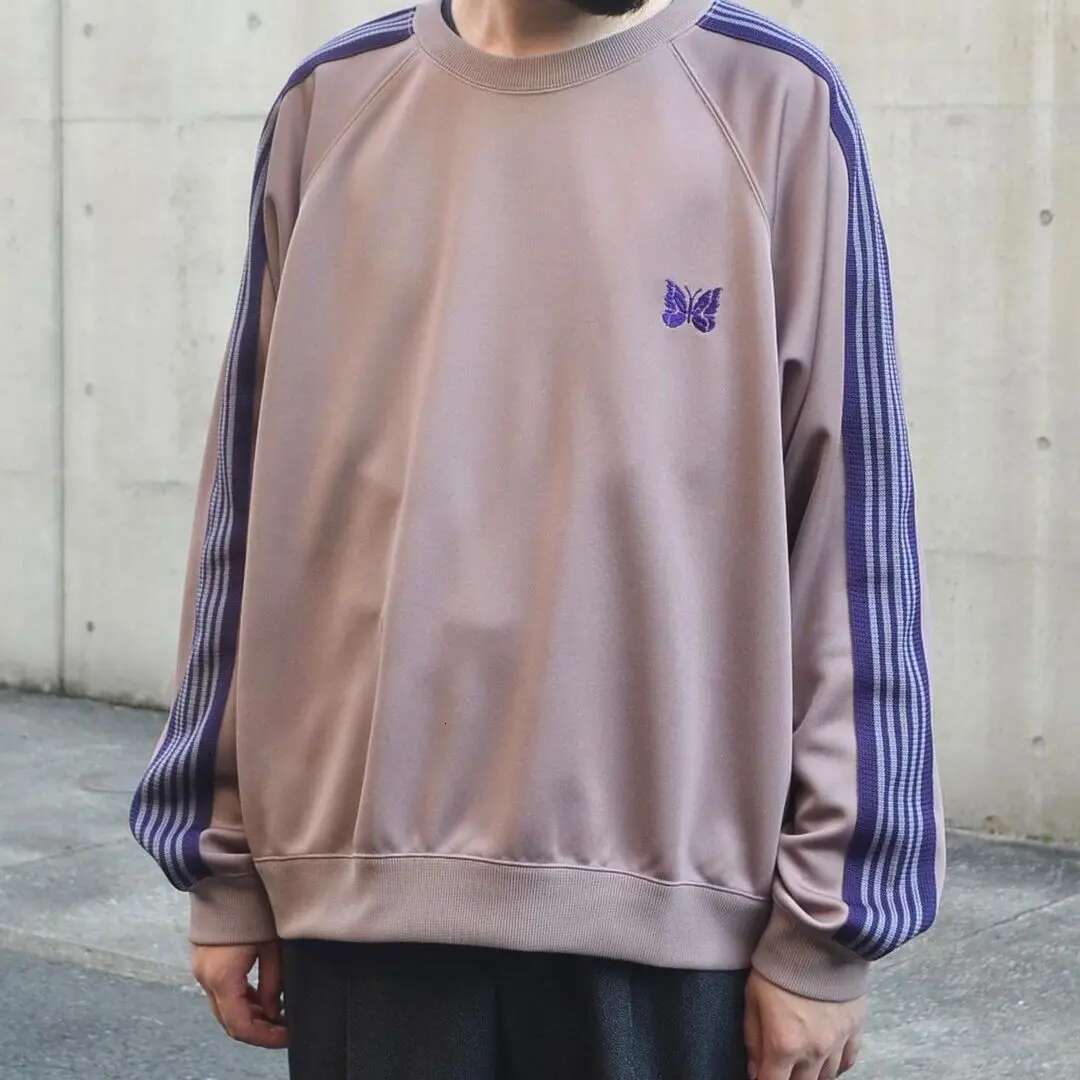 2025 Fashion Needles Track Butterfly Embroidery Japanese Tide Casual Long-Sleeved Men And Women Pullover Round Neck Sweater