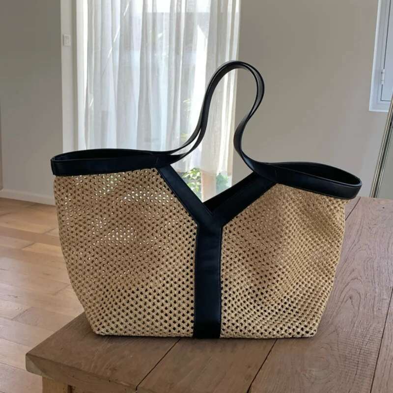 Y Design Woven Tote New Stylish Spacious Beach For Women Large Capacity Brand Shoulder Hand Holiday Shopping Bag