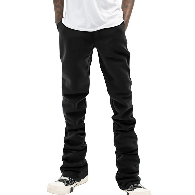 Bootcut Drawstring Trousersfor Men American Street Hip Hop Solid Color Retro Casual Pan CrossBorder 250515