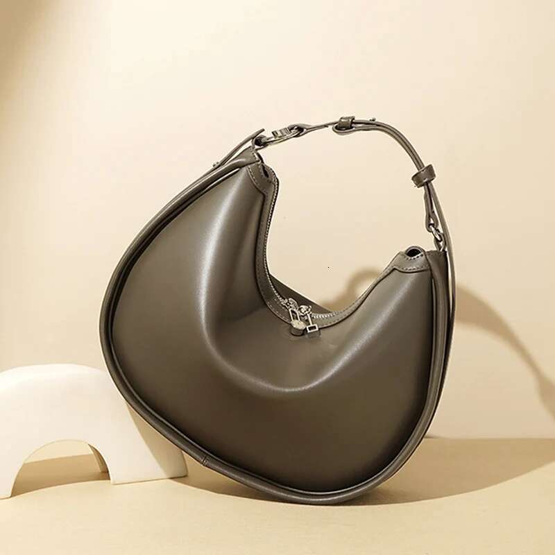 2024 New Women Soft Split Leather Female Fashion Pouch Lady Minimalist Underarm Shoulder Bag Niche Design Elegant Messenger