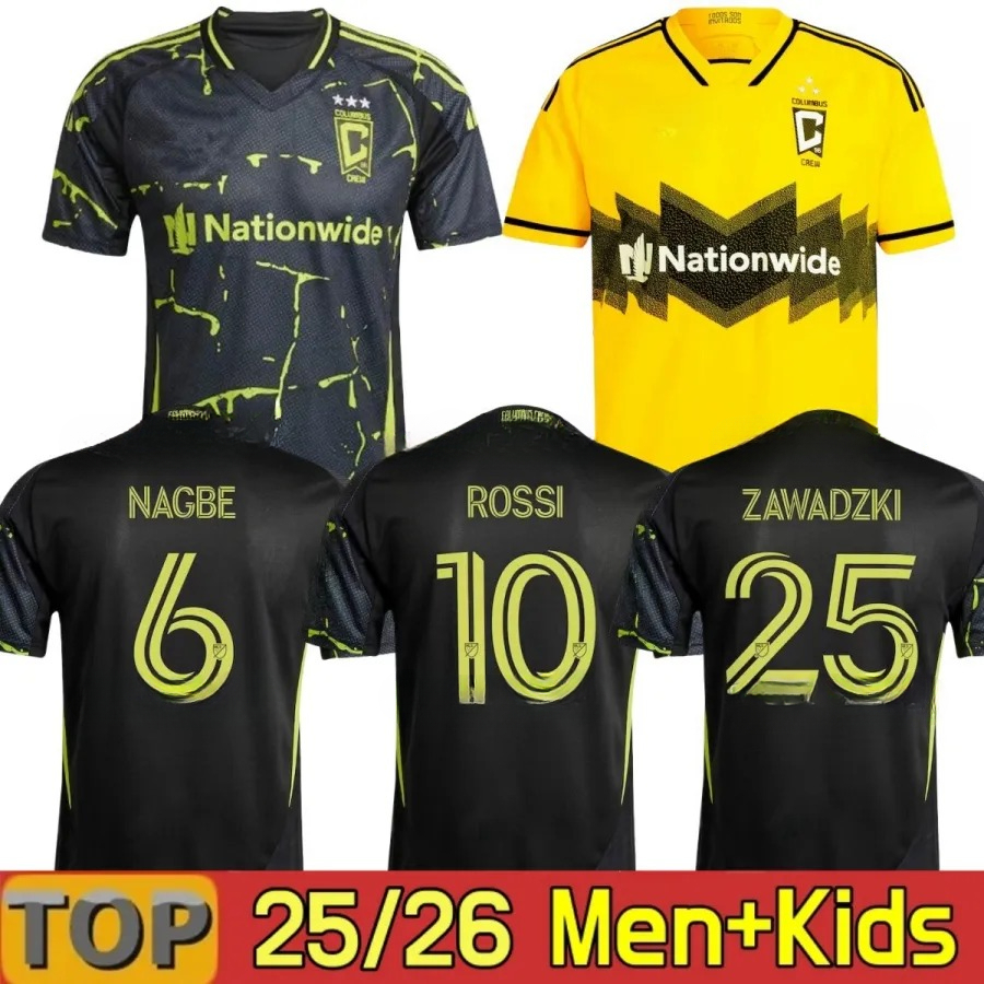 2025 2026 Columbus SOCCER JERSEYS Crew 25 26 HOME AWAY CUCHO Nagbe ROSSI Football Shirts MORRIS HINESTROZA ARFSTEN ZAWADZKI Maillots De Foot Men Kids Uniforms