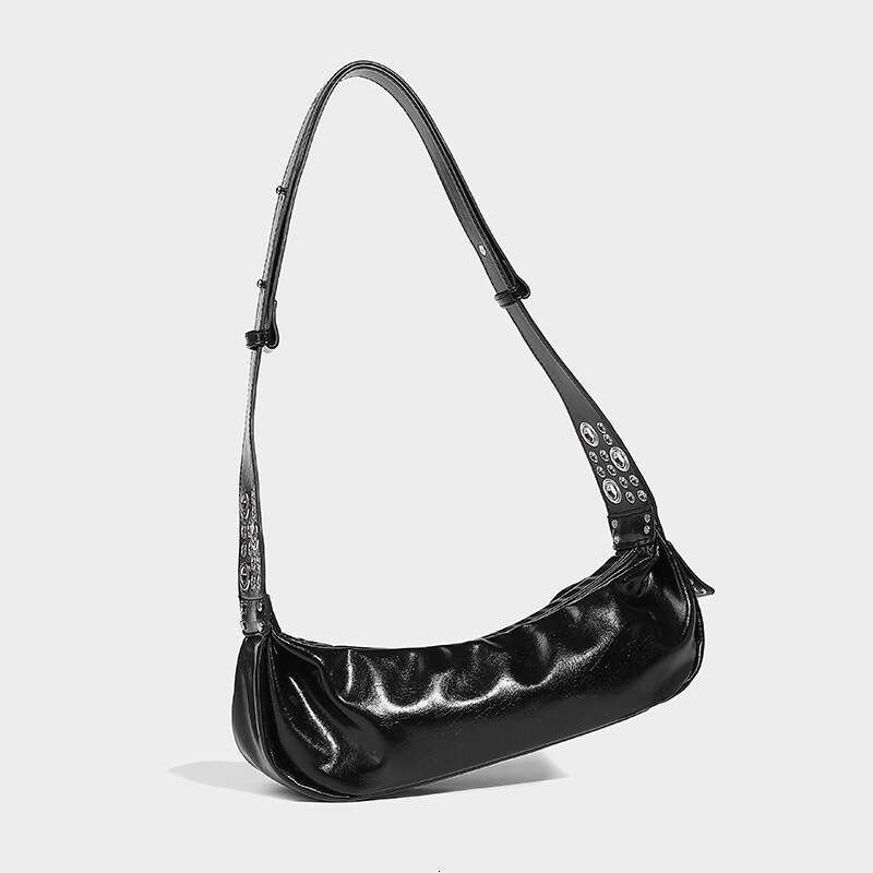 2025 New Retro Lazy Style Women's Large Capacity Horn with Wide Men Shoulder Strap Crossbody Bag